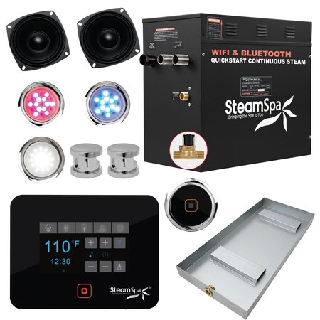 STEAMSPA Black Series Bluetooth 10.5kW Bath Generator in Polished Chrome BKT1050CH-A